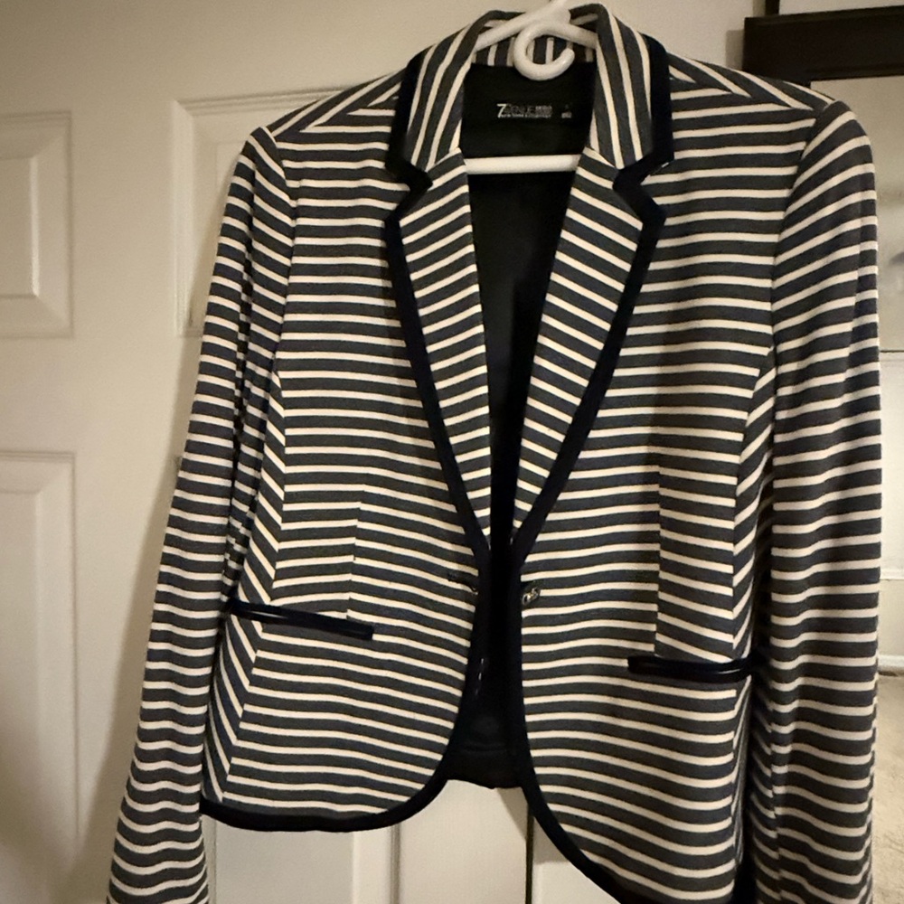 NY & Co. Navy Blue Striped Blazer